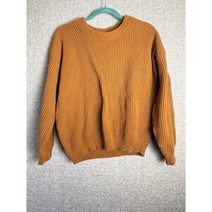 Vintage 70s/80s Crew Neck Chunky Knit Sweater Goldenrod Brown Mustard MED/LG